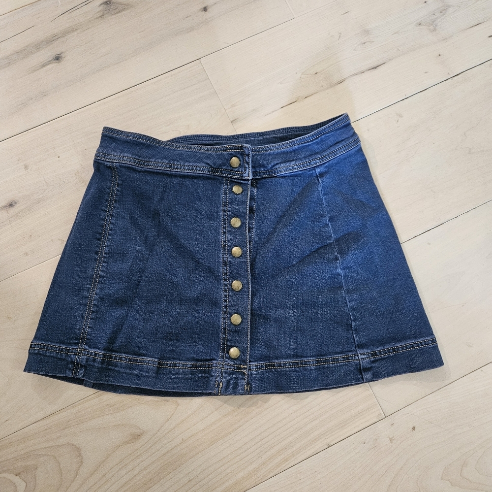 Free People Blue Denim Mini Skirt